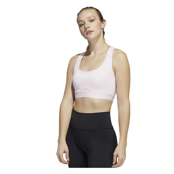 Adidas Powerreact Training Medium-Support Padded Bra- Clear Pink- MAC - New$35