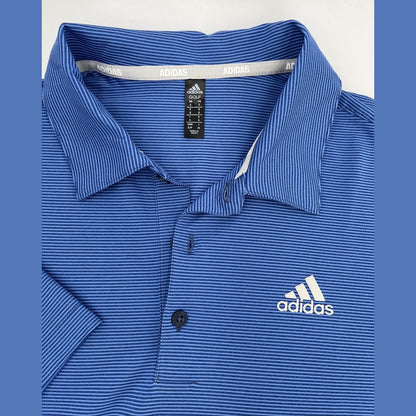 $65 Adidas Men’s Ottoman Pencil Stripe Polo Shirt ADVR0875-Crew Blue-Small-New