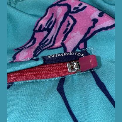 $70 Chubbies The Beach Retreat 5.5" Inseam Swim Trunks-Aqua/Pink -Small -New Tag