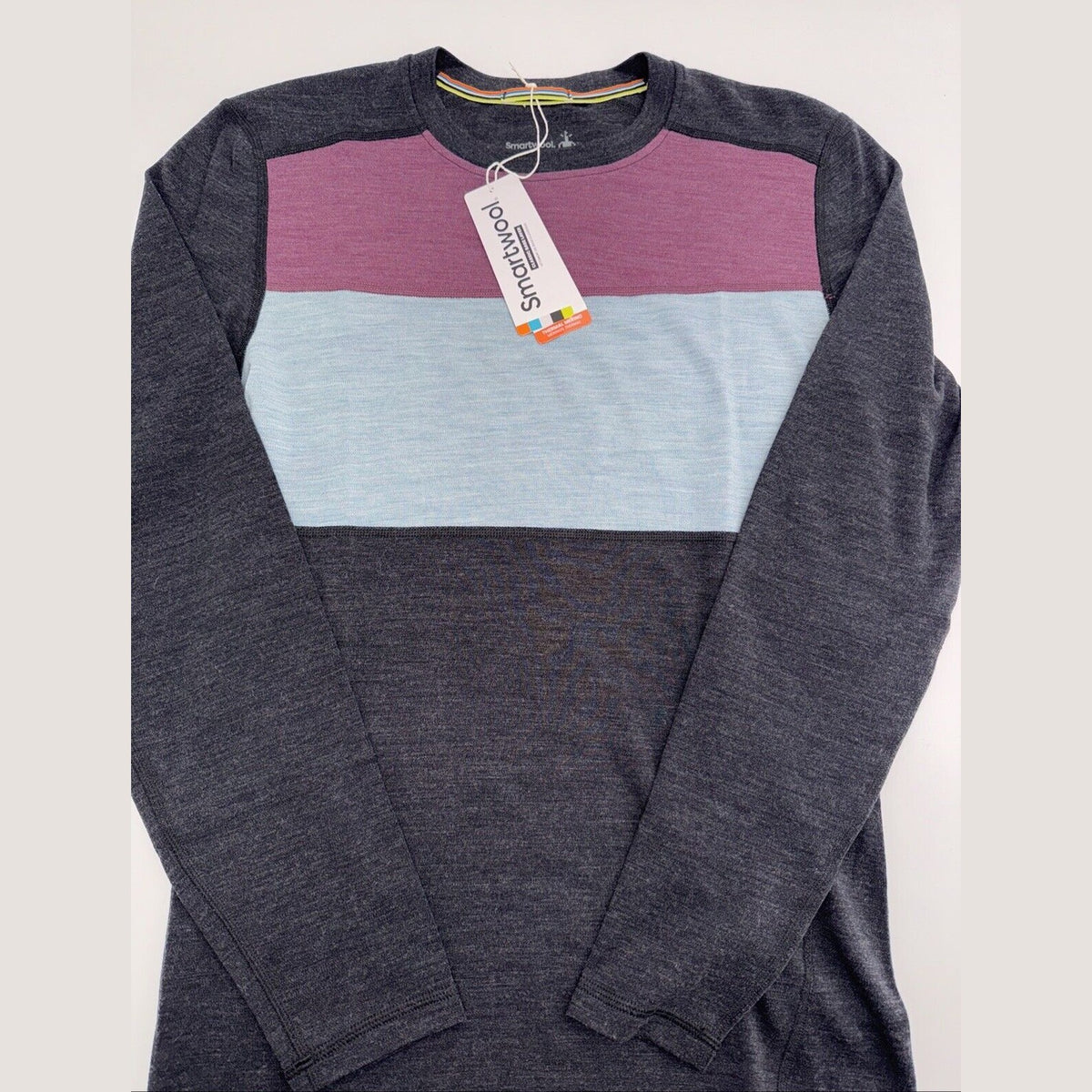 $115 SMARTWOOL Men’s Classic Thermal Merino Base Layer Crew Top-Colorblock-Small
