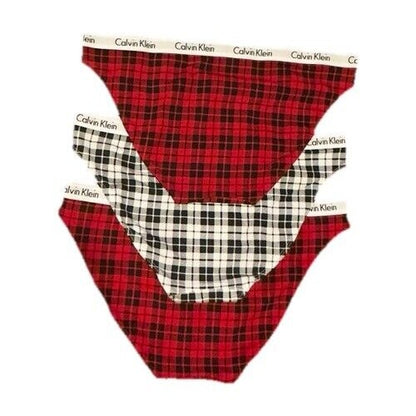 3 Pair Calvin Klein Women’s Carousel Bikini Panty D1618- 2 Red/ 1 White- Medium