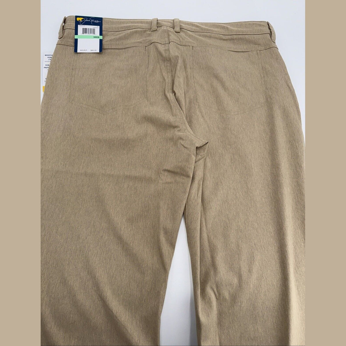 $80 Jack Nicklaus Men’s 5 Pocket Golf Pants Active- Chinchilla-Size: 34W 30L-New