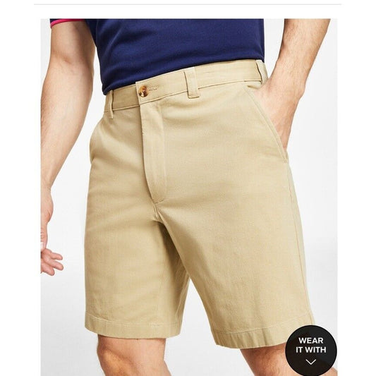 $55 CLUB ROOM Men’s Regular Fit 9" 4-Way Stretch Shorts- Beige Tan- 30” -New Tag