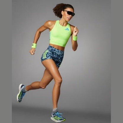 $85 Adidas Women Adizero Booty Elite Running tights shorts IT5775- Blue- Medium