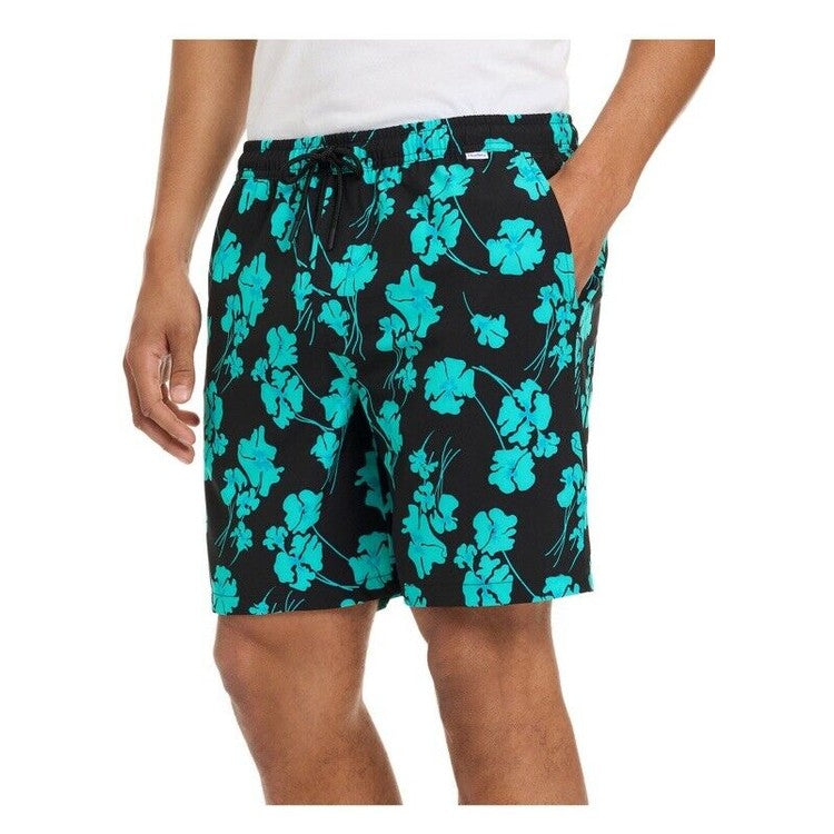 $40 Hurley Men's Salem Performance Woven Shorts-Black Teal-Medium-NEW