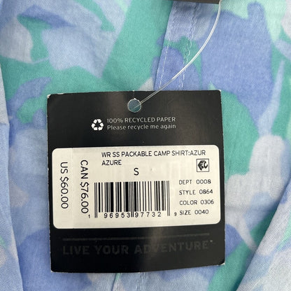 Eddie Bauer Women's Packable Camp Shirt Short Sleeve-Azure- Small-NWT $60