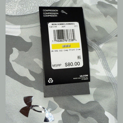 $80 Under Armour Men’s CGI Compression Crew Training Shirt-Gray Camo-Medium-New