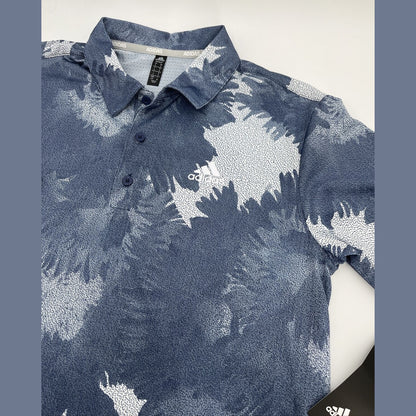 $65 Adidas Men's Flower Mesh Golf Polo Shirt -White/Collegiate Navy- Small -New