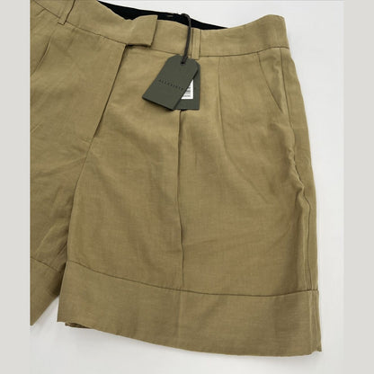 $148 AllSaints Women’s Linen-Blend Deri Lyn Pleated-light Khaki-Size: 14-New Tag