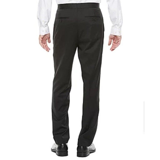 $110Stafford Coolmax Men’s Classic Fit Flat Front Suit Pants- Black- 34W 30L