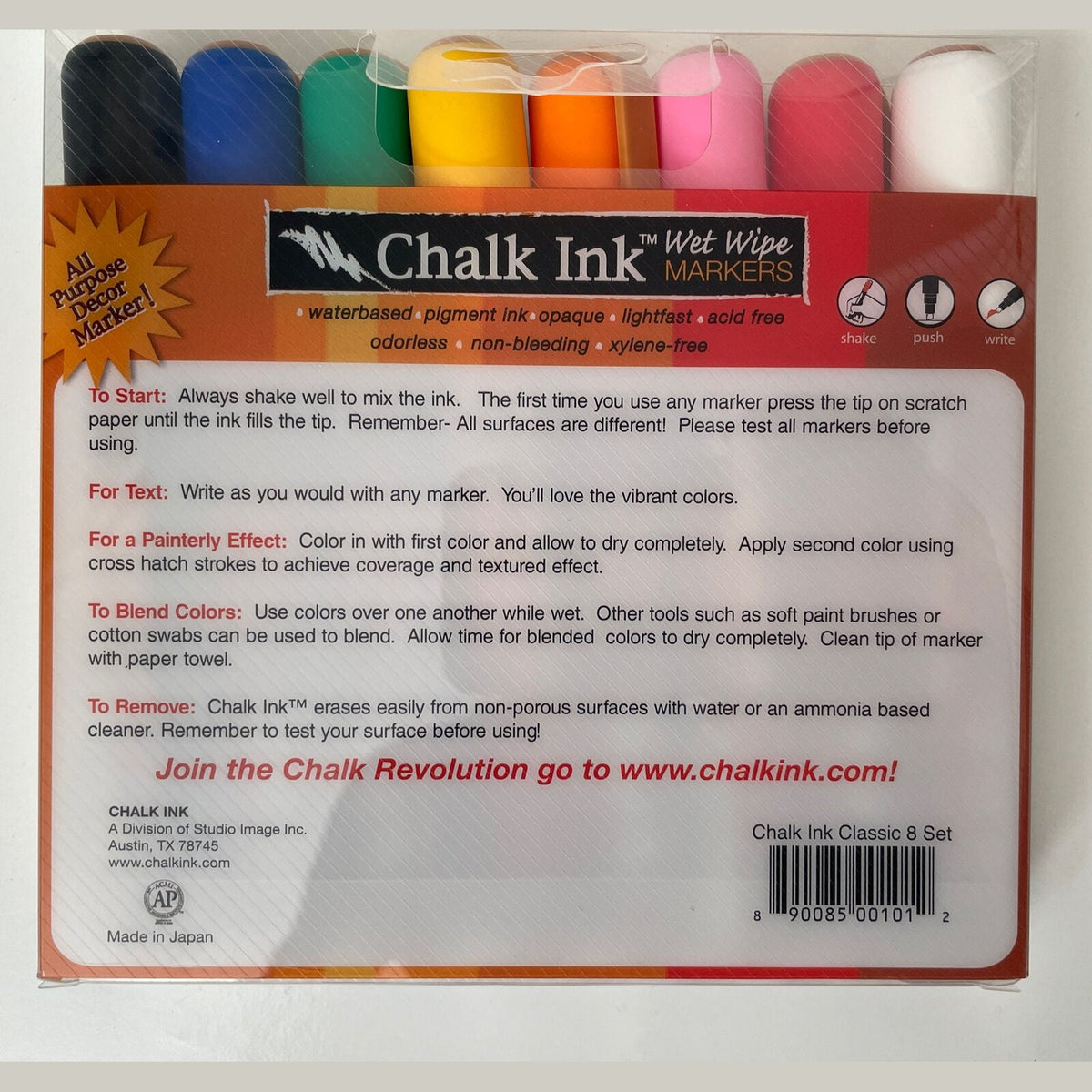 New - Chalk Ink Wet Wipe Markers Classic Set of 8 Chalkboards Mirrors Glass 6mm