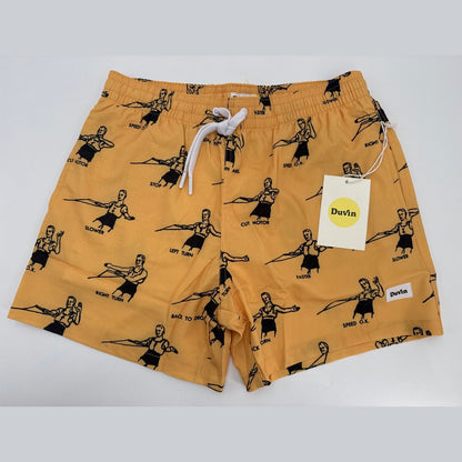 $65 Duvin Design Men's Waterski Swim Trunk Shorts -Yellow/Black-Size: Small-NEW