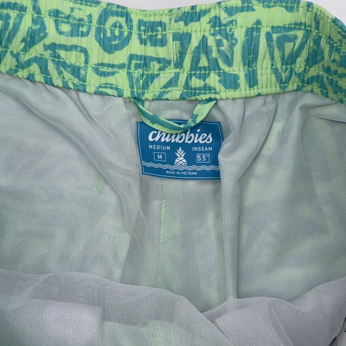 $70 Chubbies The Shakedowns 5.5" Inseam Swim Trunks-Green Blue -Medium-New Tag