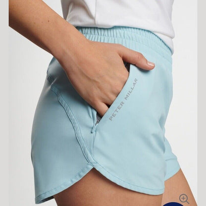 $80 Peter Millar Women's Meridian Performance Running Short-Cirrus Blue-Large