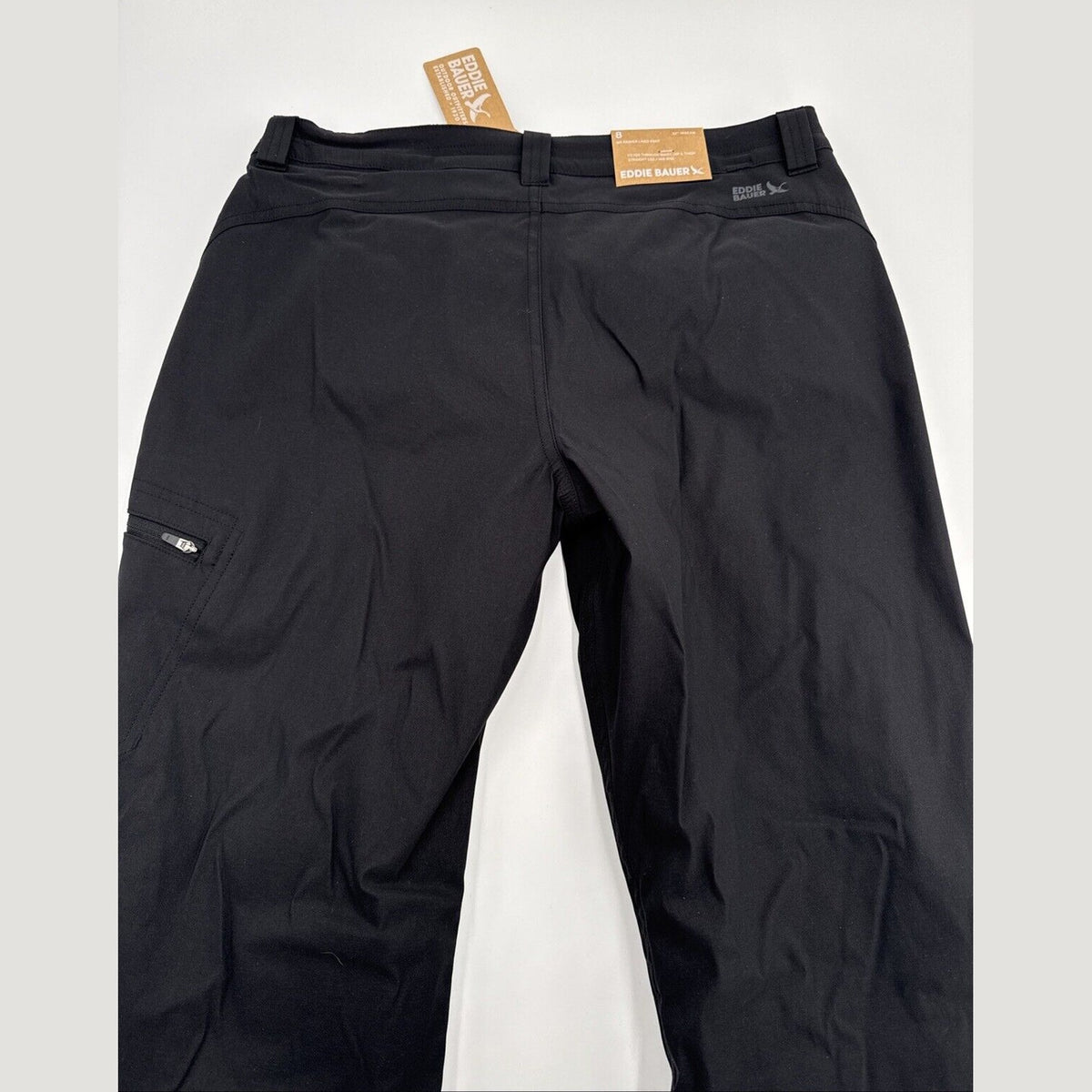 $80 Eddie Bauer Women’s Micro Fleece Lined Rainier Pants-Black-Size: 8 (32W)-NEW