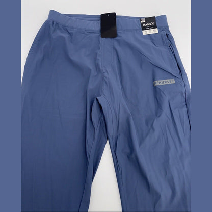 $60 Hurley Men's Block Logo Warp Knit Jogger Pants- Diffused Blue - Small - New