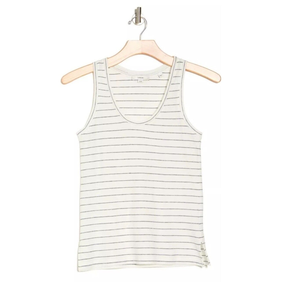 $80 *New* Vince Easy Scoop Neck Striped Tank Top- Off White- Large -New Tag