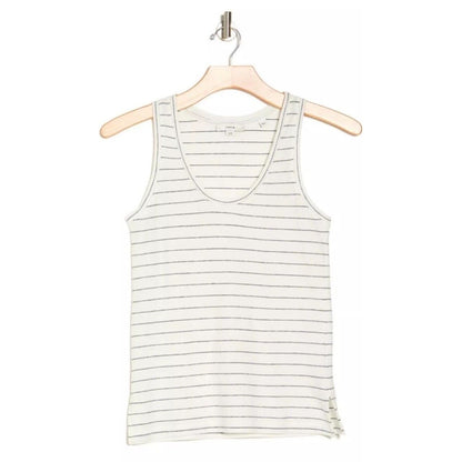 $80 *New* Vince Easy Scoop Neck Striped Tank Top- Off White- Large -New Tag