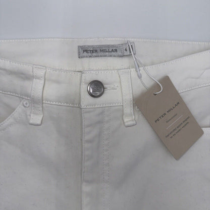 $150 Peter Millar Women's Karlie Stretch Sateen High Rise Pant-White-Size 4-NEW
