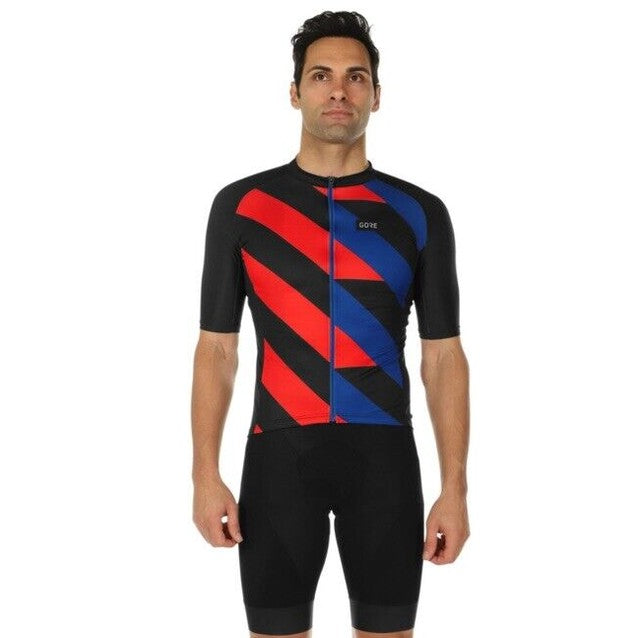 $95 Gore Wear Men Signal Cycling Full Zip Short Sleeve Jersey-Black Fire-Medium