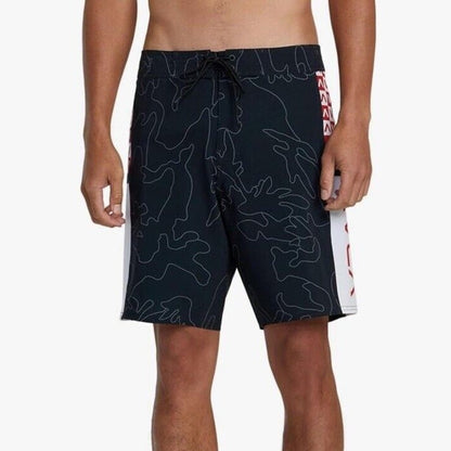 $60 RVCA Men’s Apex 2 - 18" Boardshorts Trunk - Camo Black/Red- Size: 30”- New