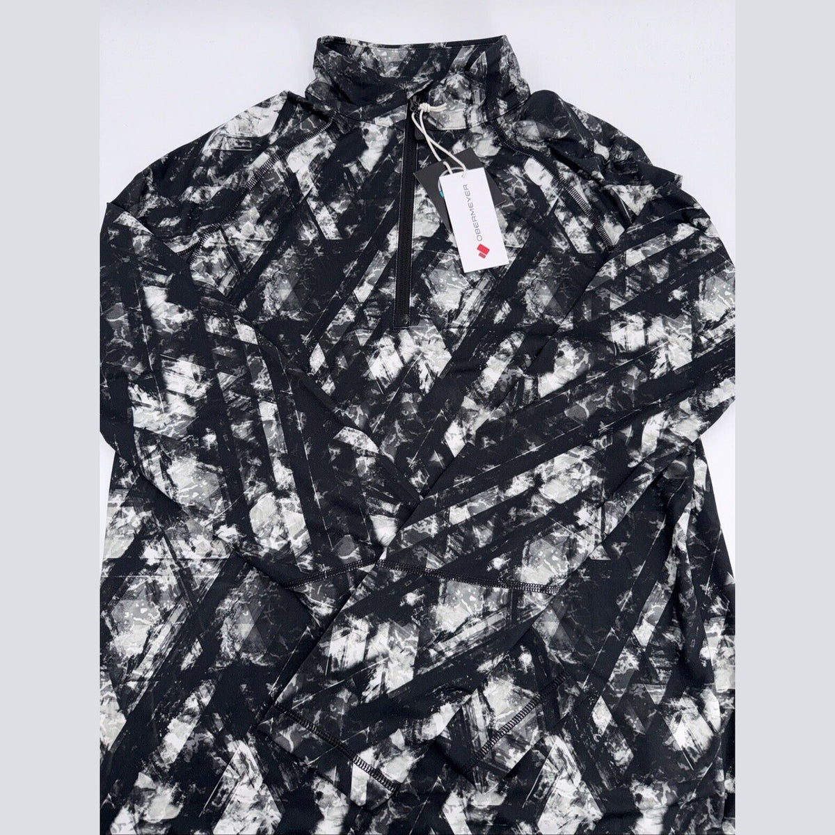 $119 Obermeyer Men’s Flex 1/4-Zip Mid-Layer Top- Descent Black/White - Medium