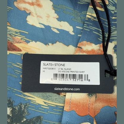 $128 Slate & Stone Island Floral Viscose Shirt Short Sleeve-Multicolor-Medium
