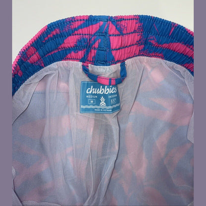 $70 Chubbies The Palm Springers 5.5" Inseam Swim Trunks-Pink/Blue-Medium-New Tag