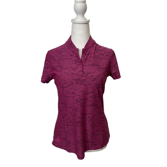 adidas Women's Size XS Lucid Fuchsia Short Sleeve Jacquard Golf Polo Shirt $70