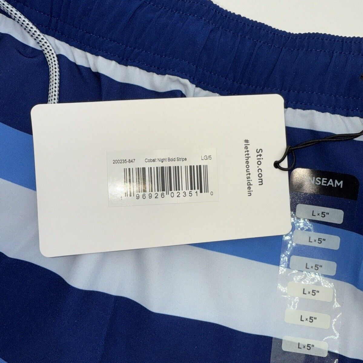 $75 Stio Men’s CFS Drifter Board 5” Shorts -Cobalt Blue Stripes-Size: Large- NWT