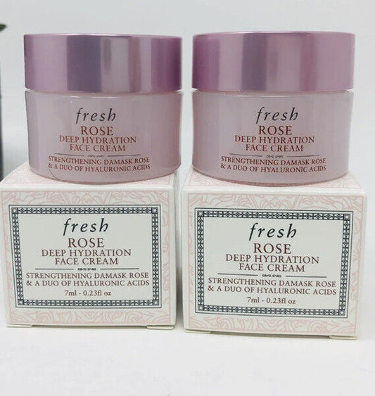 Lot Of 2 Fresh Rose Deep Hydration Face Cream Travel .23oz/7ml ea NIB-Best Deal!
