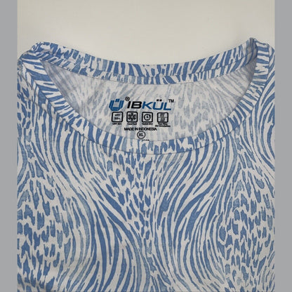 $100 Ibkul Women’s Long Sleeve Crew Neck Top-Alena Peri/White -XLarge-New