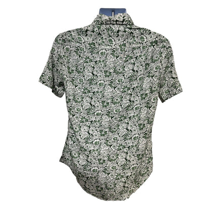 $59 Report Collection Men’s Tropical Print Short Sleeve Button Down-Green-Small