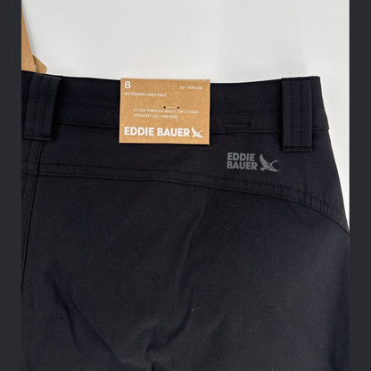 $80 Eddie Bauer Women’s Micro Fleece Lined Rainier Pants-Black-Size: 8 (32W)-NEW