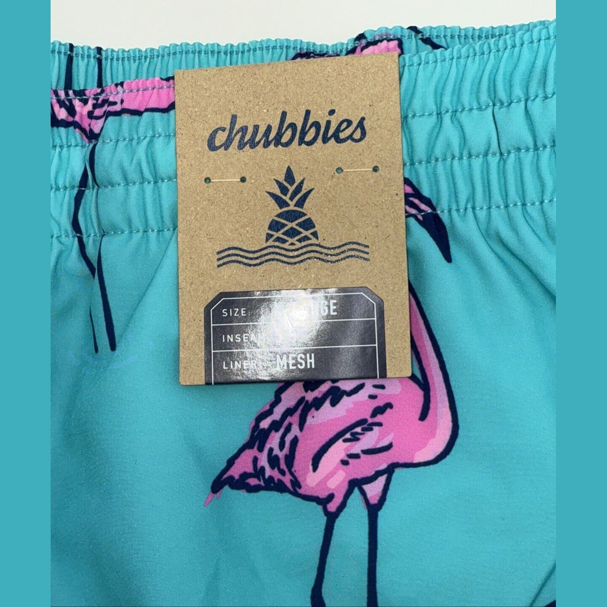$70 Chubbies The Beach Retreat 5.5" Inseam Swim Trunks-Aqua/Pink- XLarge-New Tag