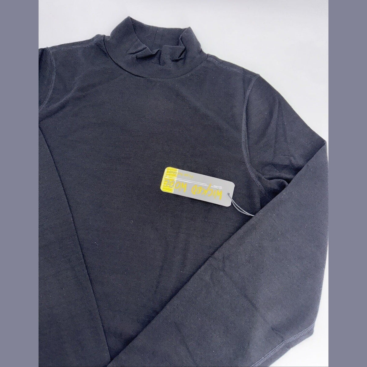 $95 Wicked Wool Women’s Merino Long Sleeve Mock Neck Pullover Top- Black- XLarge