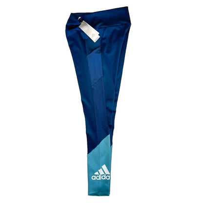 Adidas Women's - Designed 2 Move Big Logo Sport Tights-Orbit Indigo/Mint- Large