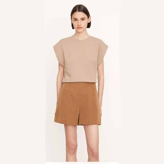 $295 Vince Women’s Viscose Blend Classy Shorts-Amber Tan-Size: 8  New Tags