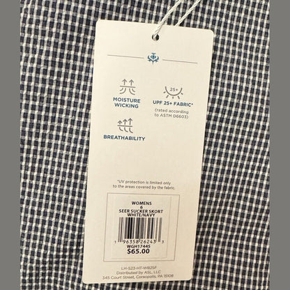 Lady Hagen Women’s Seer Sucker Skort- White Navy - Size 6 -NWT -MSRP $65