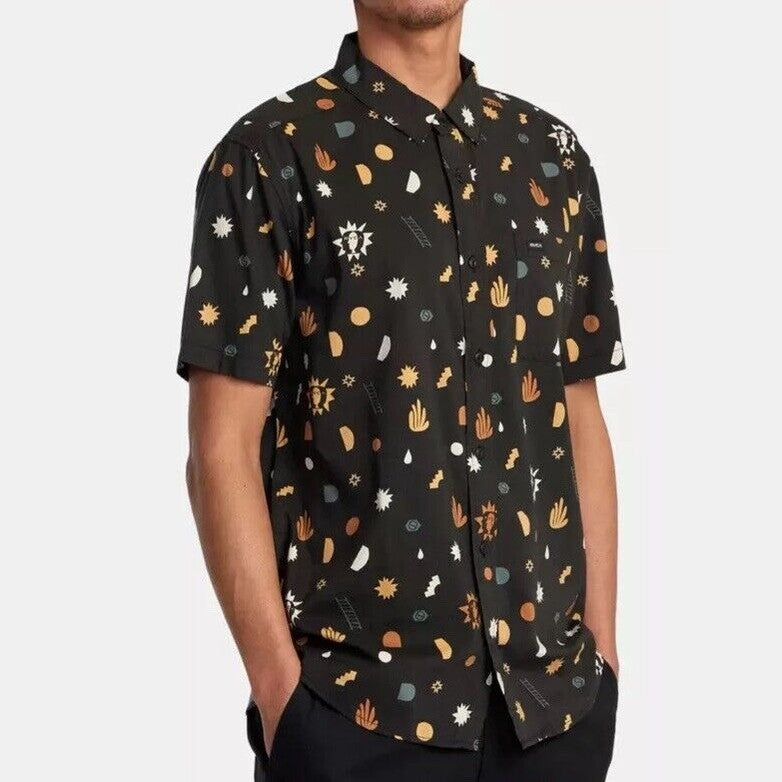 $66 RVCA Men’s ANYTIME S/S Button Shirt - PTK Brown -Size:  Medium - New Tag