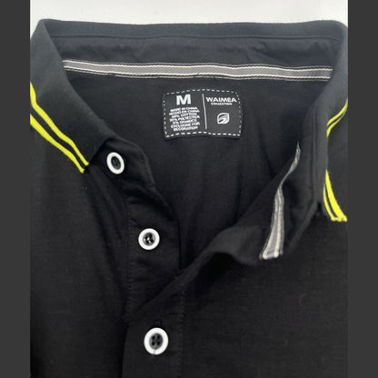 $85 Waimea Men’s Eagle Lake Short Sleeve Polo Shirt- Black/Yellow-Medium-New