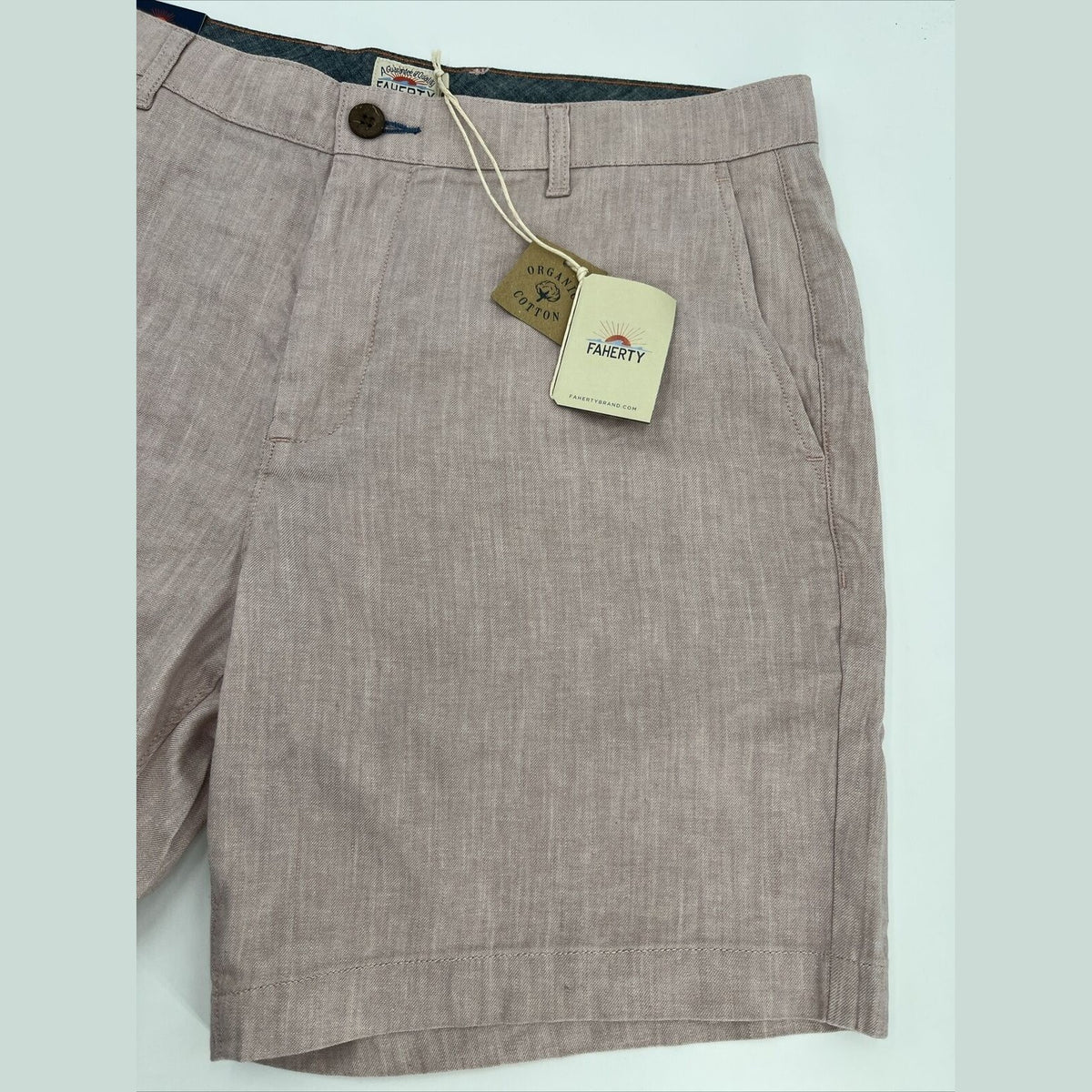 $128 FAHERTY Men’s Tradewinds Shorts 7.5” Inseam Linen Blend-Maui Mauve-38W -New