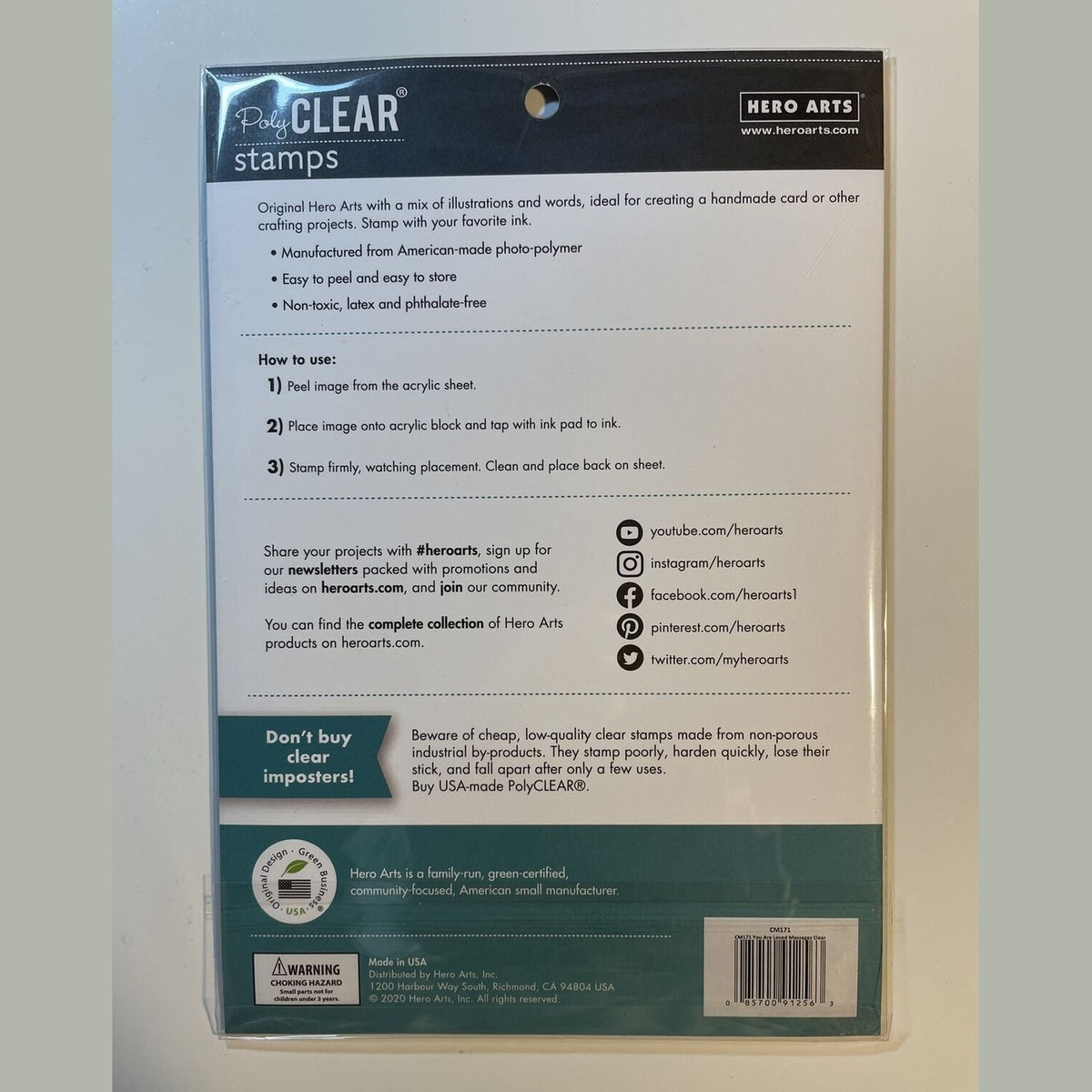 Hero Arts CM171 Poly Clear Stamps 6" x 8" set - Best Price-  You Are Loved