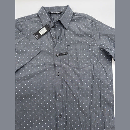 $100 TRAVIS MATHEW Men’s Not Your Best Button Up Shirt- Heather Black-Medium-NEW