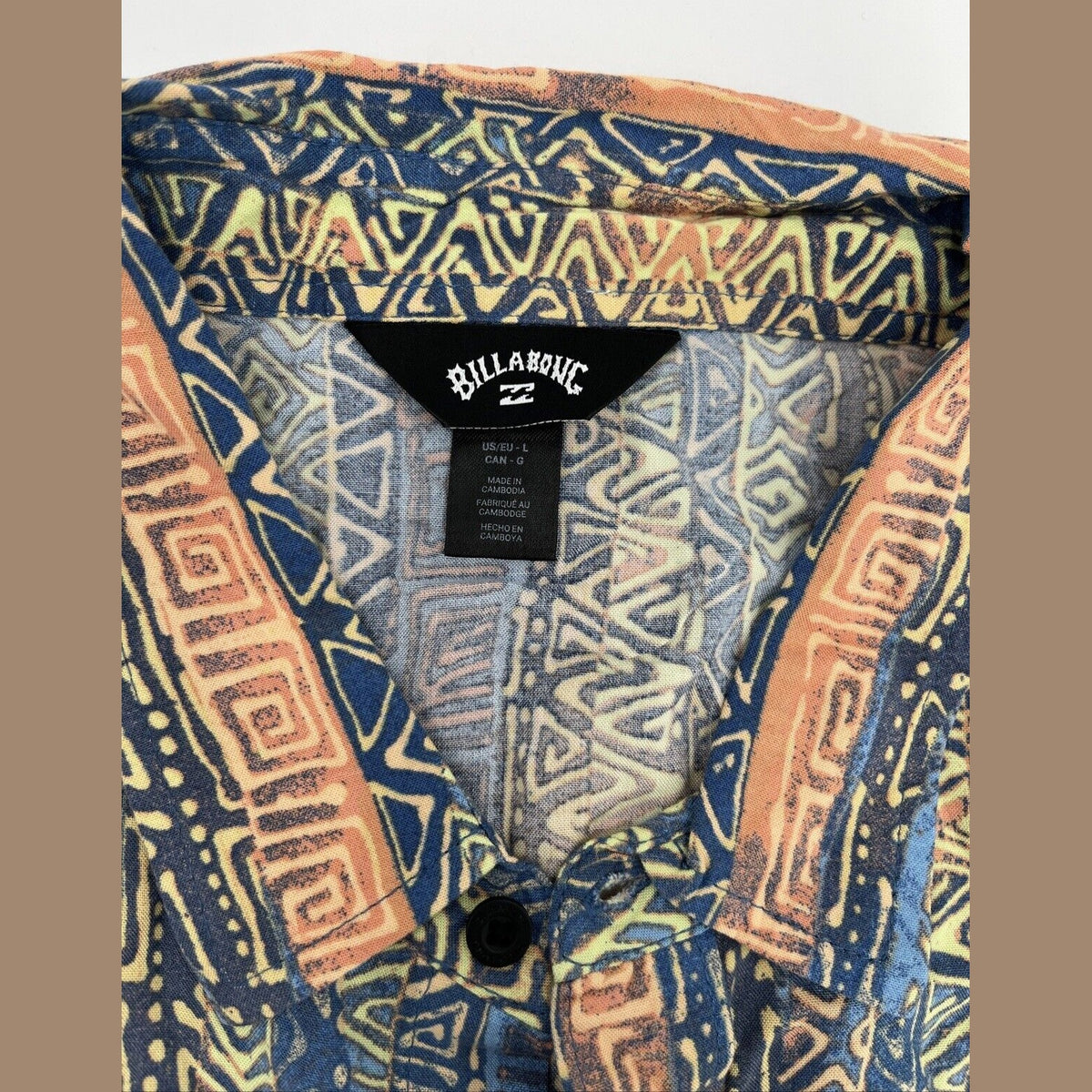 $66 BILLABONG Men's Patrick Short Sleeve Button Shirt- Multi - Large-New