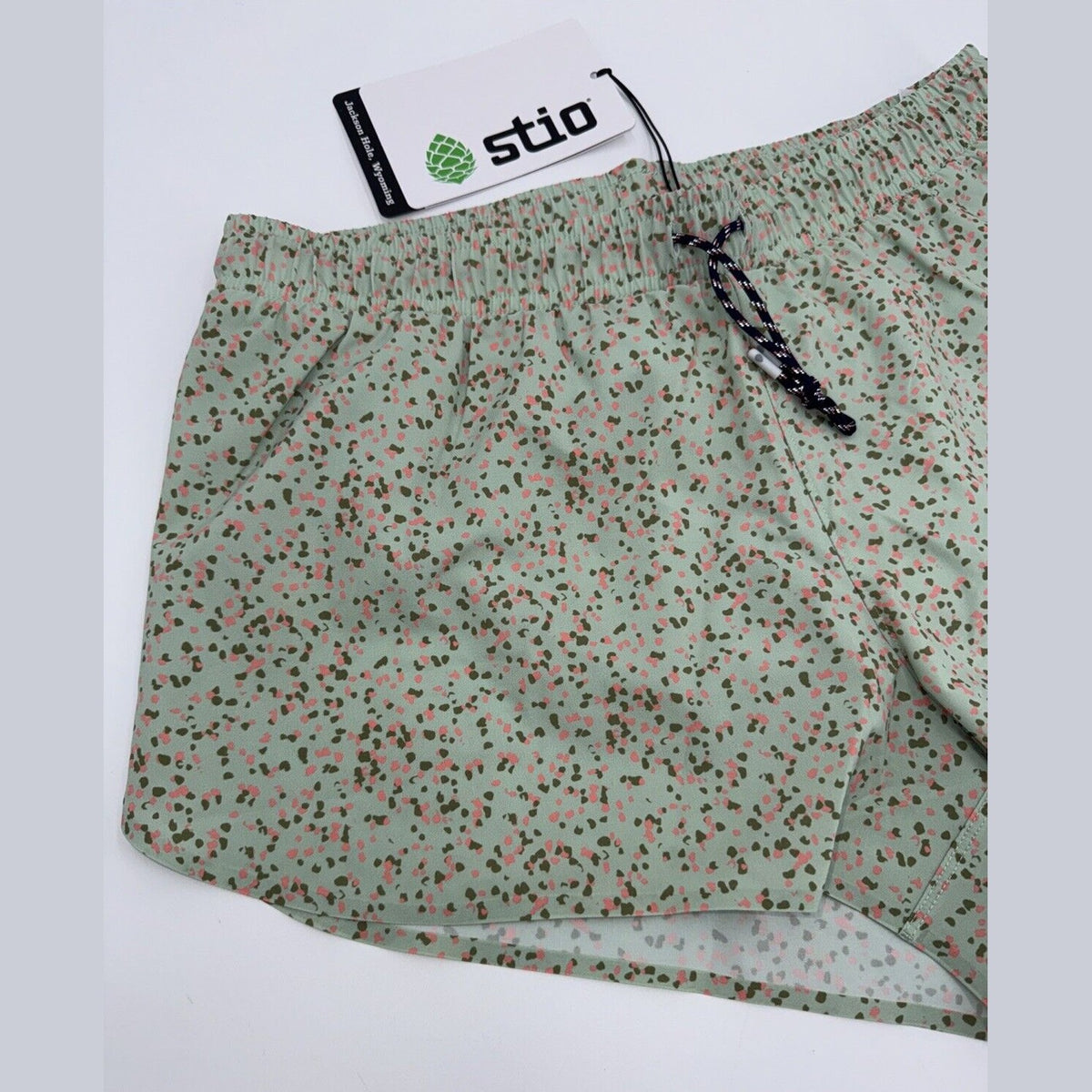 $79 Stio Women’s Speckles Athletic Lined 3" Run Shorts- Lichen Green-Medium-New