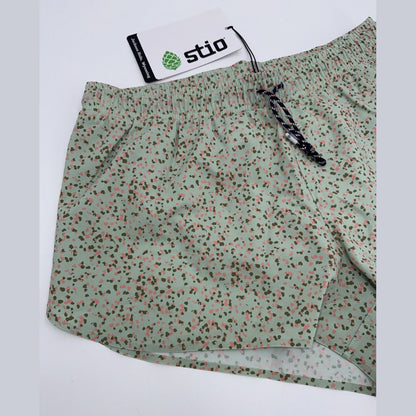 $79 Stio Women’s Speckles Athletic Lined 3" Run Shorts- Lichen Green-Medium-New