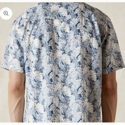 $85 Jeremiah Men’s Linen Viscose Blend Short Sleeve Button Shirt-Blue-Medium-New