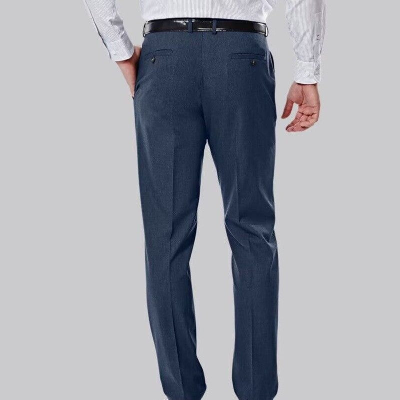 Haggar Men's Premium 4 Way Stretch Slim Fit Flat Front Suit Pant-Blue - 32W 32L