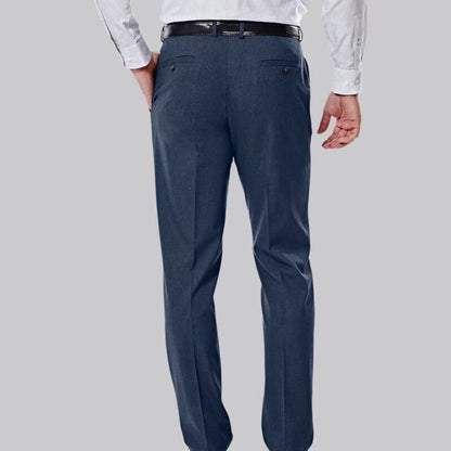 Haggar Men's Premium 4 Way Stretch Slim Fit Flat Front Suit Pant-Blue - 32W 32L